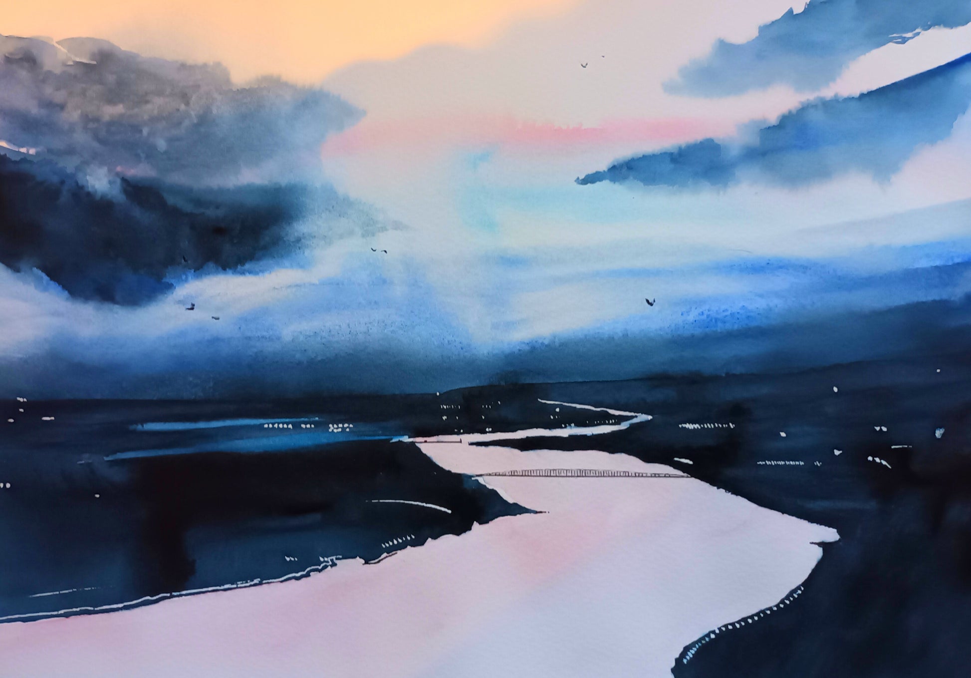 A3 Framed Watercolour painting by Irish Artist Cathal O'Briain.