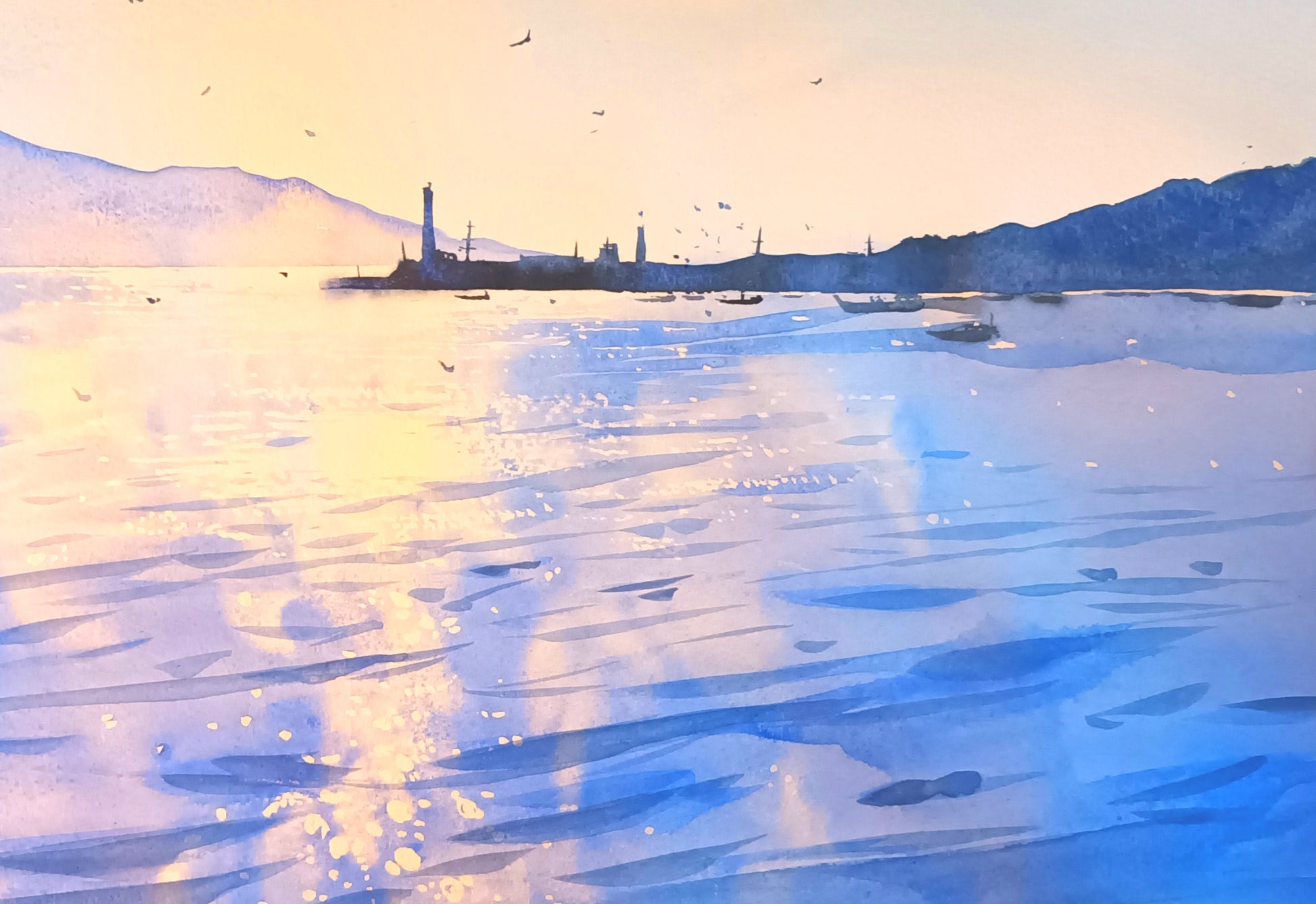 A3 Framed Watercolour painting by Irish Artist Cathal O'Briain.