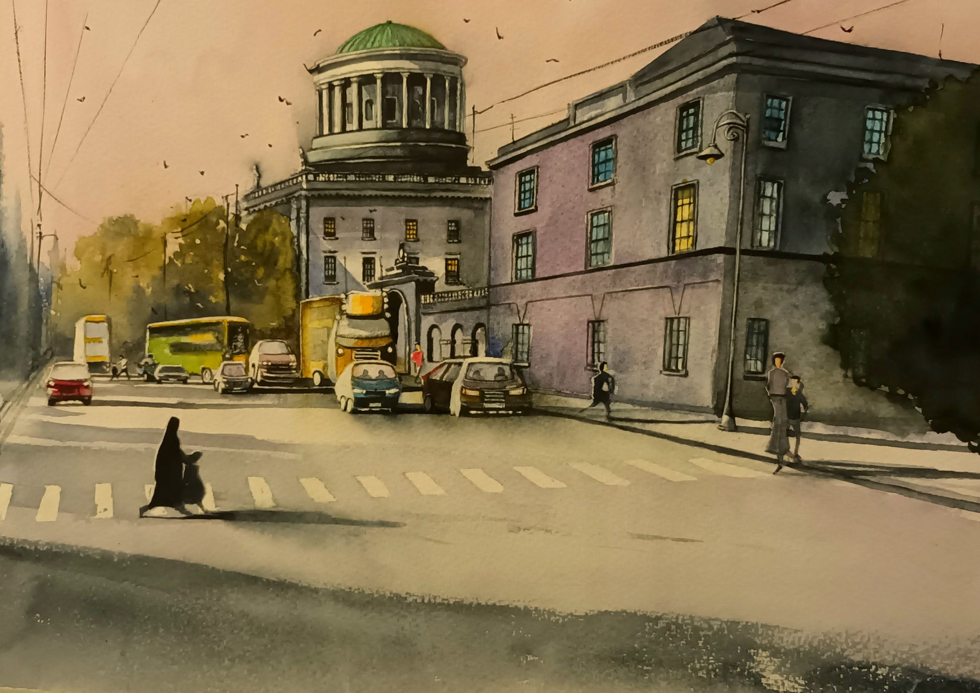 Watercolour Paintings of the Four Courts by Irish Artist Cathal O'Briain.