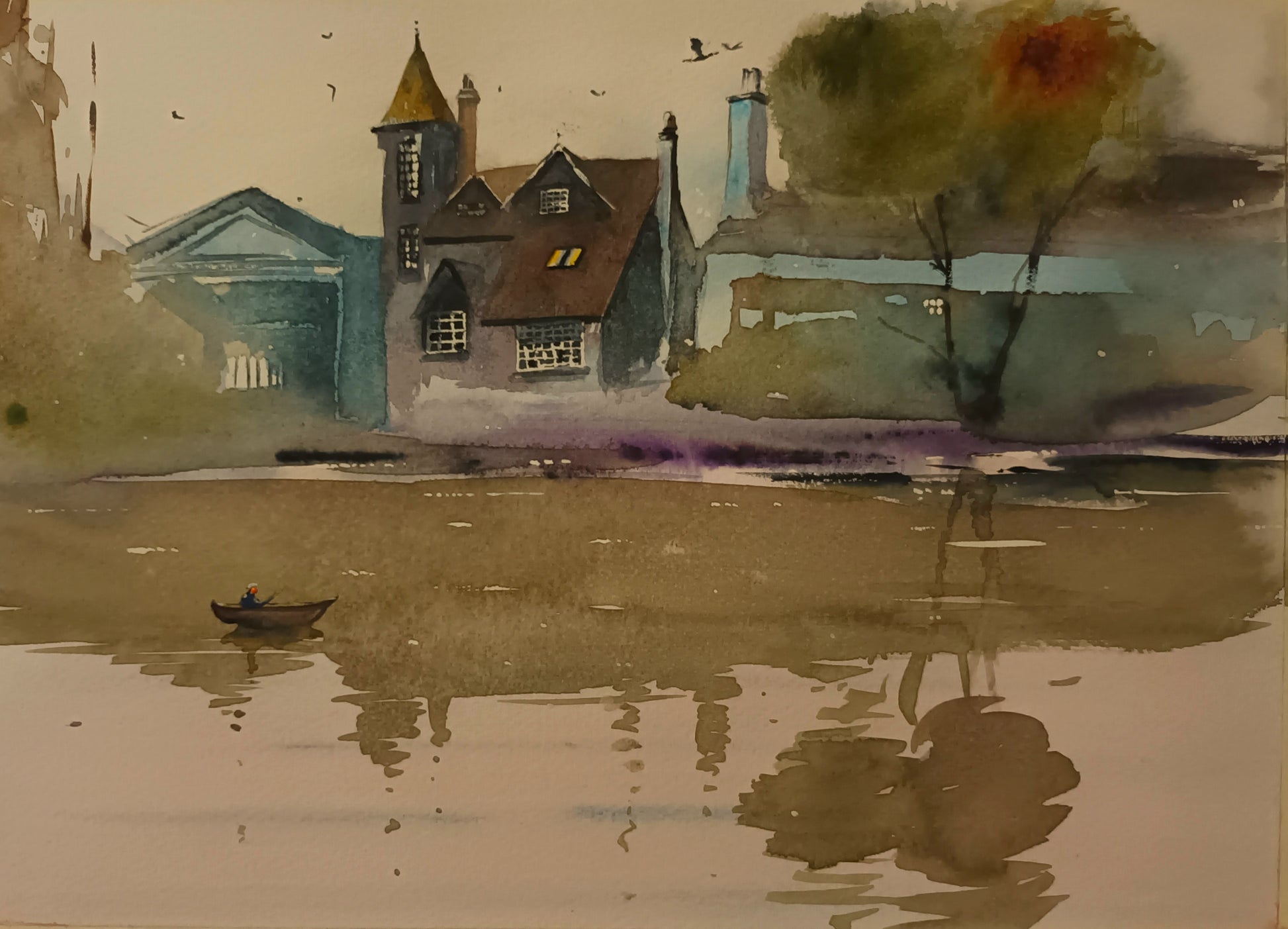 A3 Framed Watercolour painting by Irish Artist Cathal O'Briain.