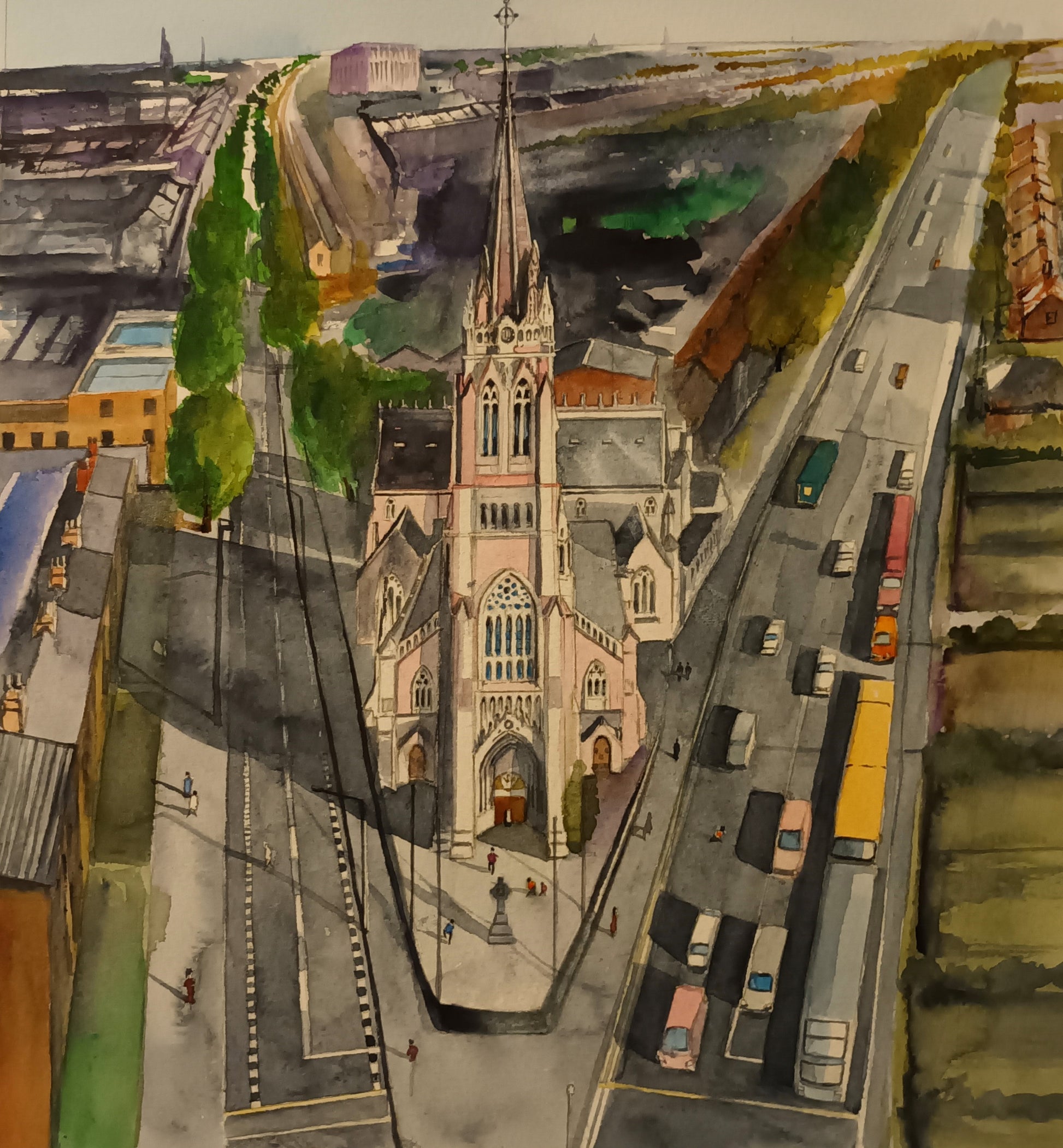 Watercolour Paintings of St. Peter's Church, Phibsboro, Dublin, Ireland, by Irish Artist Cathal O'Briain.