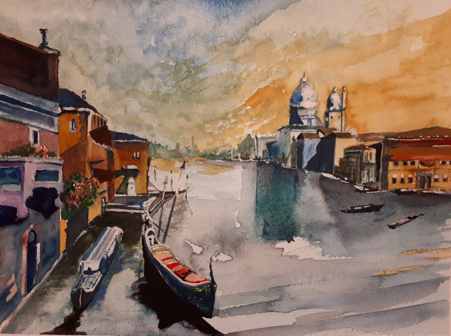 Original Watercolour Painting of Venice, Italy, by Irish Artist Cathal O'Briain. Free P&P with Padded Protection within Ireland. Comes professionally framed in a new, neutral coloured frame to most styles or settings.
