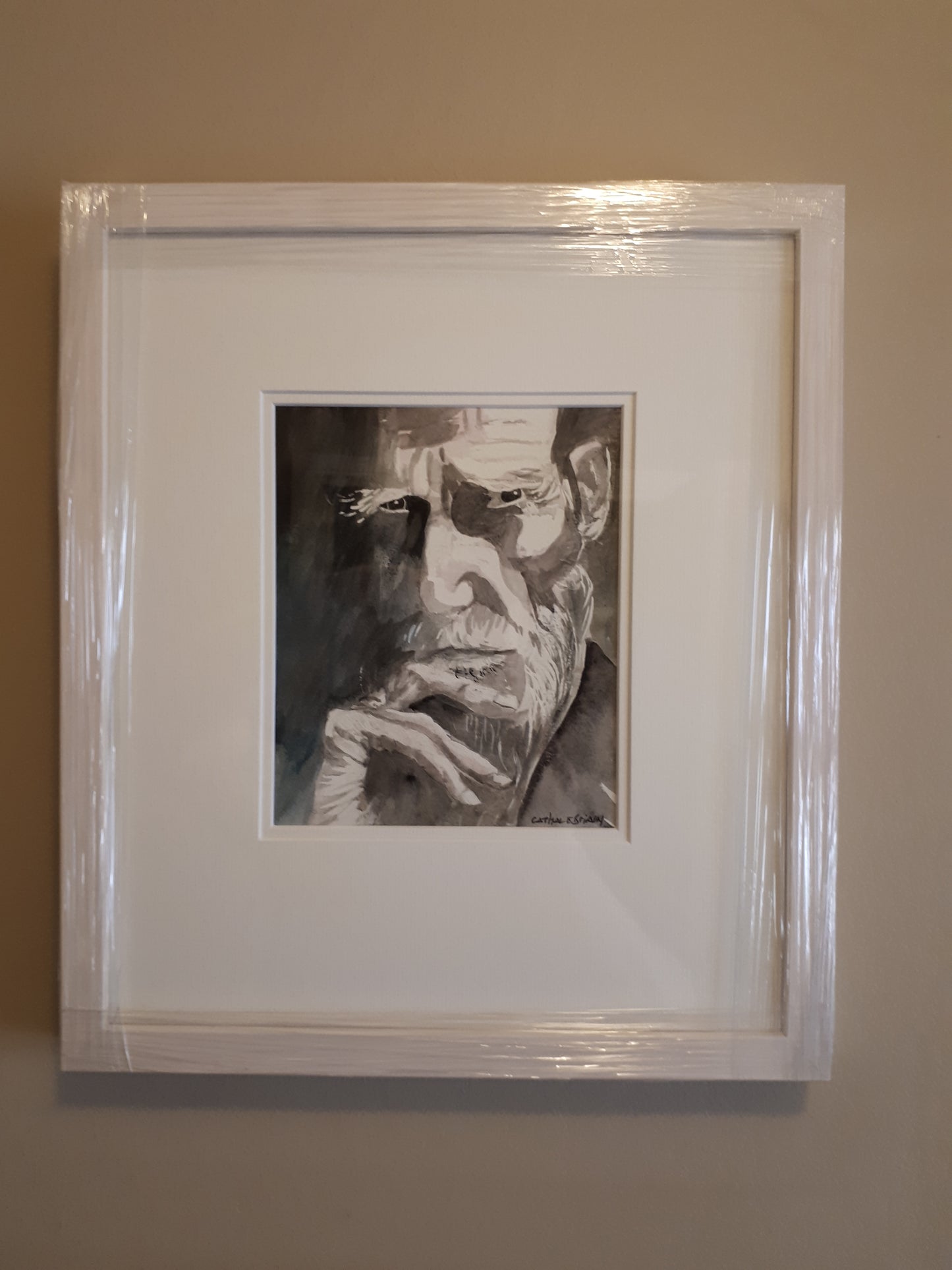 A3 Framed Original Watercolour Painting of George Bernard Shaw, by Cathal O'Briain.