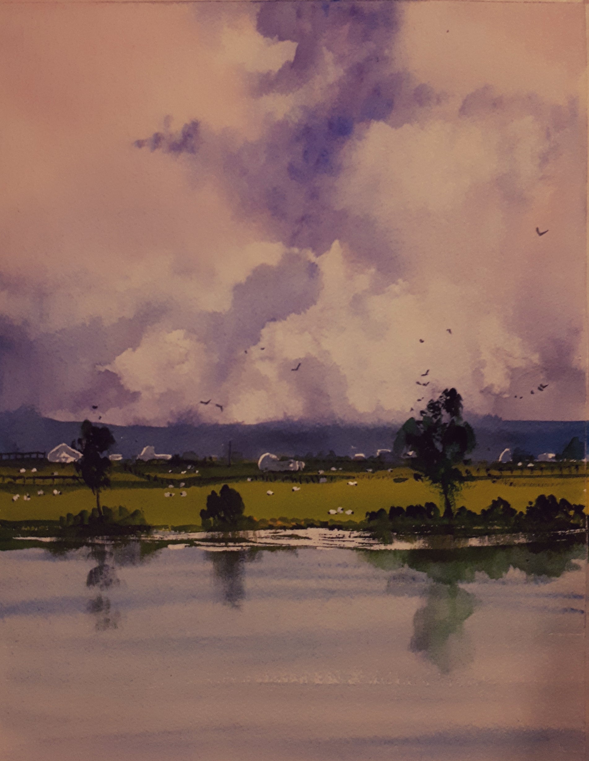 Watercolour Painting of Ballymore Eustace, by Irish Artist Cathal O'Briain. Free P&P with Padded Protection within Ireland.