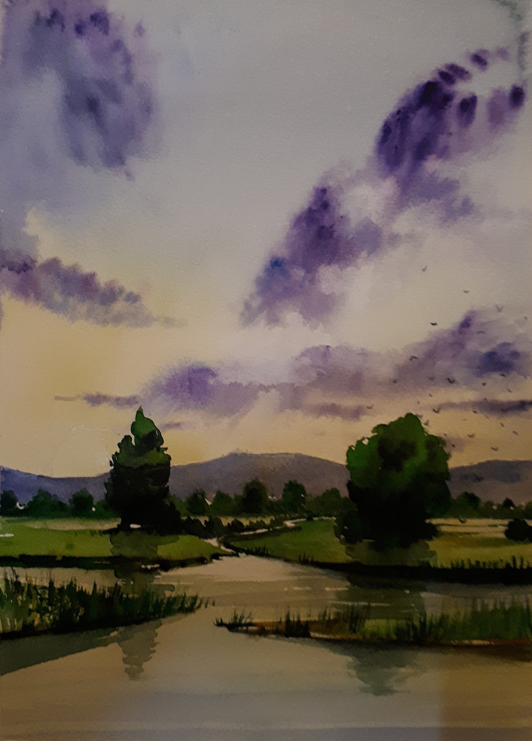 Original Watercolour Painting of Glenasmole Dublin, by Irish Artist Cathal O'Briain.