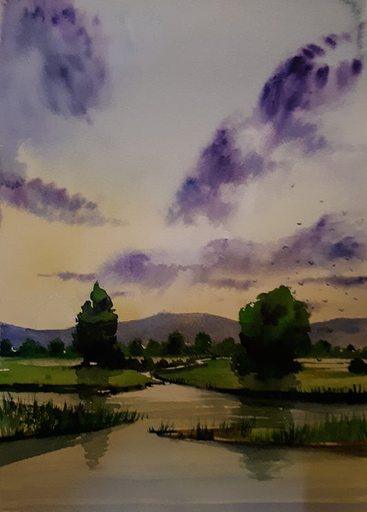 Original Watercolour Painting of Glenasmole Dublin, by Irish Artist Cathal O'Briain.