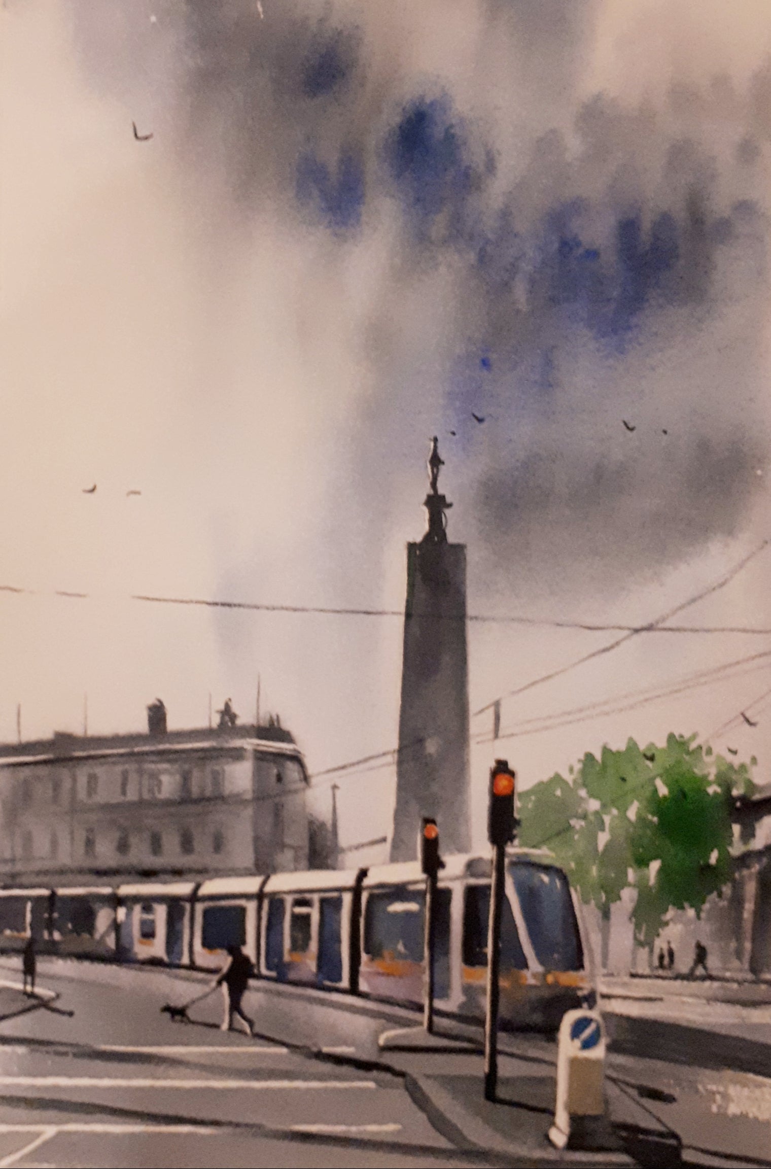 Watercolour painting of Cavandish Row, Dublin, Ireland, by Cathal O'Briain