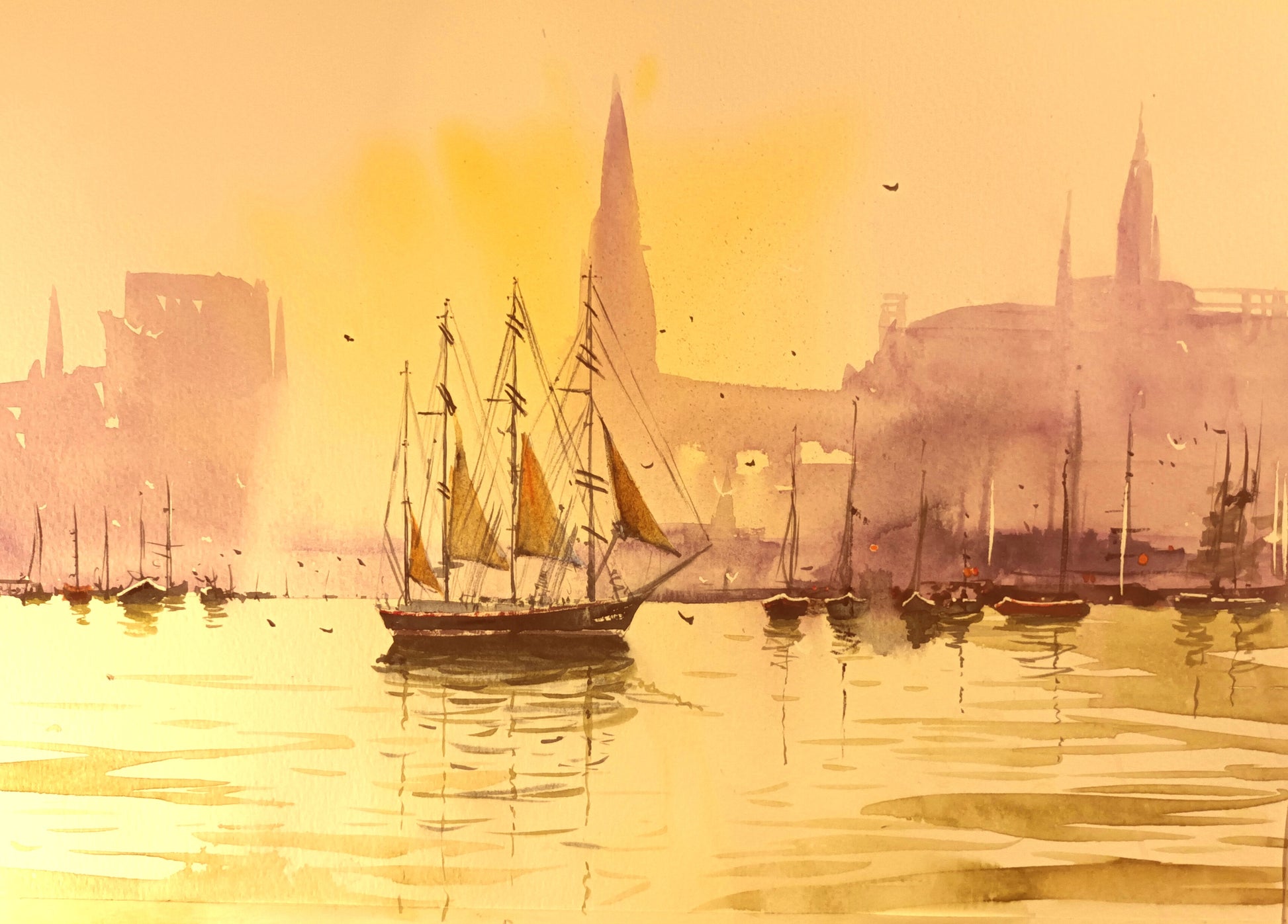 Original Watercolour painting of Venice, Italy, by Cathal O'Briain.