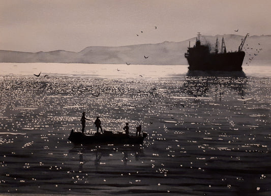 Fishermen of Oman (Fine Art Print) Unframed