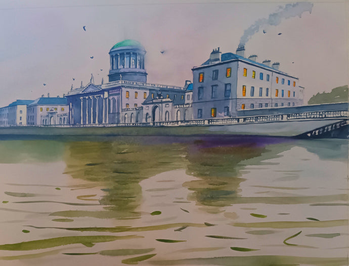 Watercolour Paintings of the Four Courts by Irish Artist Cathal O'Briain.