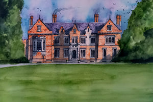 Original Watercolour Painting of Wells House, Ballyedmond, Gorey, County Wexford, by Cathal O'Briain