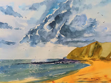 Load image into Gallery viewer, Watercolour painting of Ballymoney Beach in Wexford, Ireland