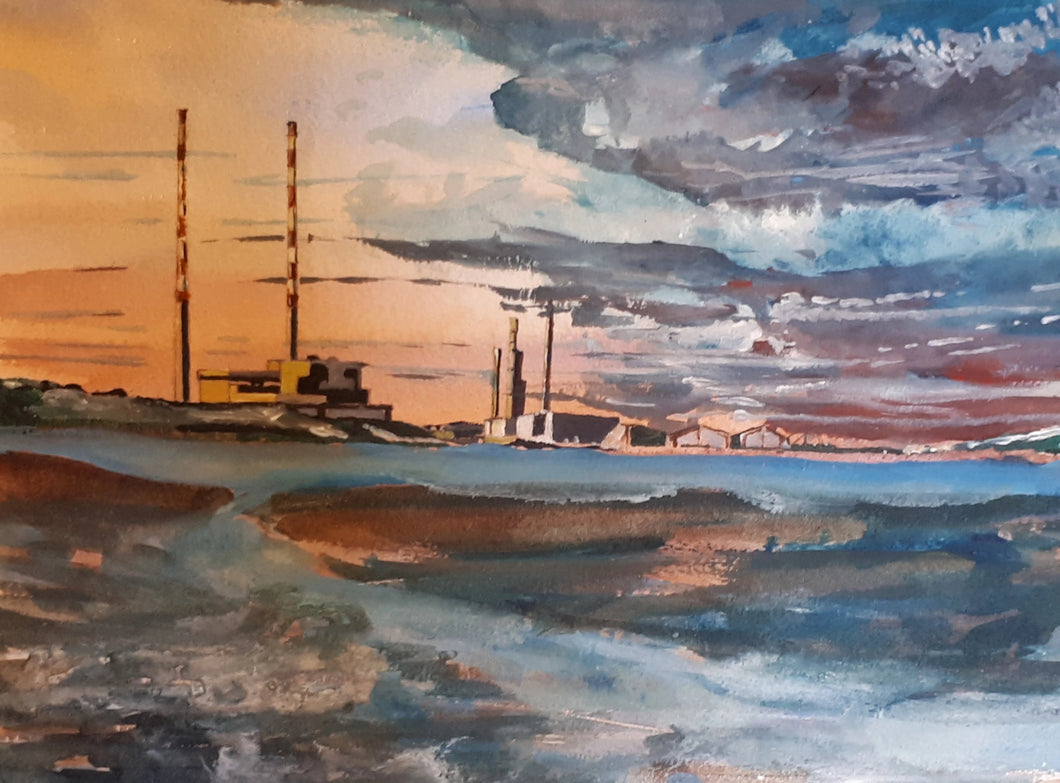 Original Watercolour Painting of the Sandymount, Dublin, Ireland, by Irish Artist Cathal O'Briain. Free P&P with Padded Protection within Ireland.  Comes professionally framed in a new, neutral coloured frame to most styles or settings.