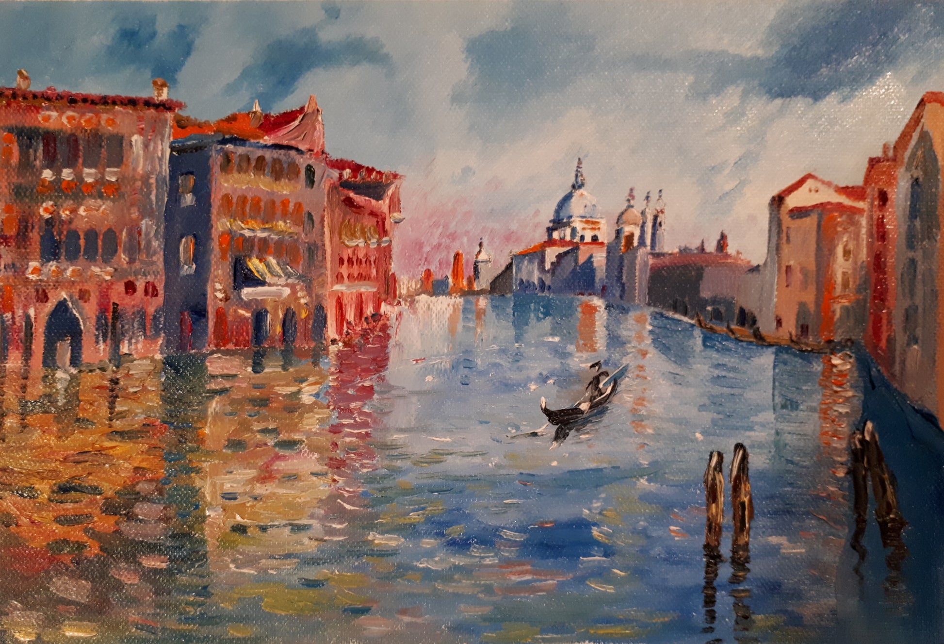Original Oil on Canvas Painting of Venice, Italy, by Irish Artist Cathal O'Briain. Free P&P with Padded Protection within Ireland.  Comes professionally framed in a new, neutral coloured frame to most styles or settings. 
