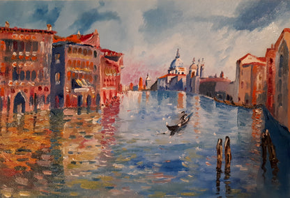 Original Oil on Canvas Painting of Venice, Italy, by Irish Artist Cathal O'Briain. Free P&P with Padded Protection within Ireland.  Comes professionally framed in a new, neutral coloured frame to most styles or settings. 