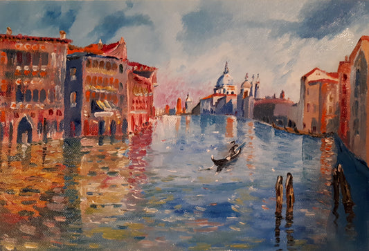 Original Oil on Canvas Painting of Venice, Italy, by Irish Artist Cathal O'Briain. Free P&P with Padded Protection within Ireland.  Comes professionally framed in a new, neutral coloured frame to most styles or settings. 