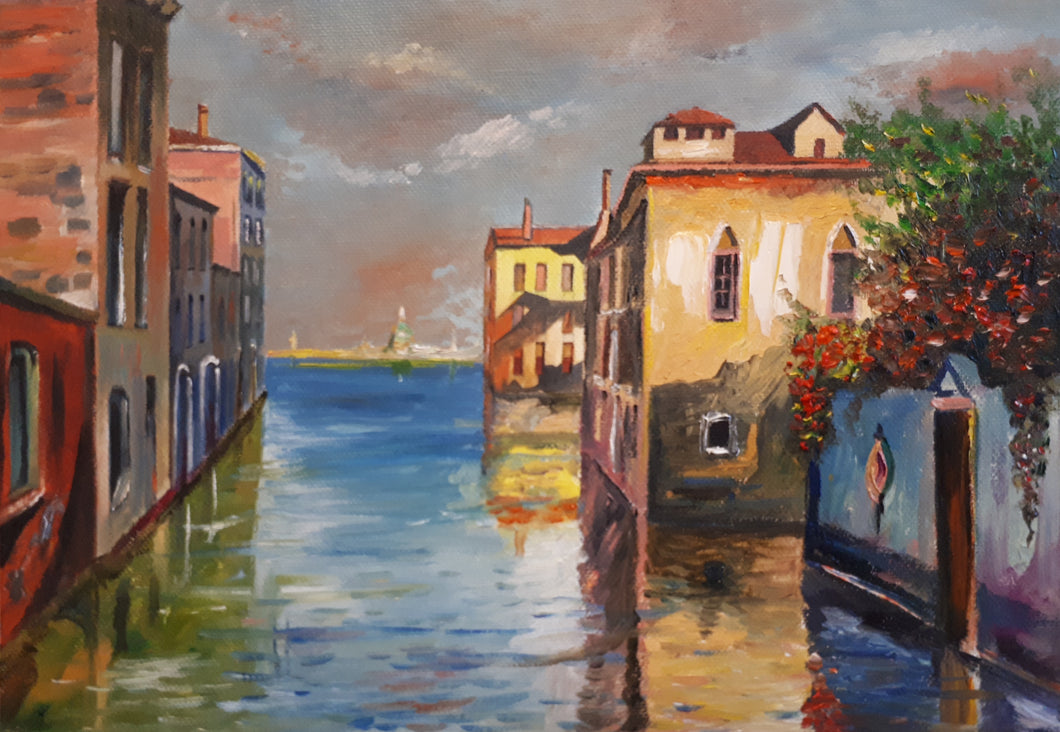 Original Oil on Canvas Painting of Venice, Italy, by Irish Artist Cathal O'Briain. Free P&P with Padded Protection within Ireland.  Comes professionally framed in a new, neutral coloured frame to most styles or settings. 
