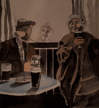 Load image into Gallery viewer, Original Watercolour Irish Pub Scene/Setting, by Irish Artist Cathal O&#39;Briain.