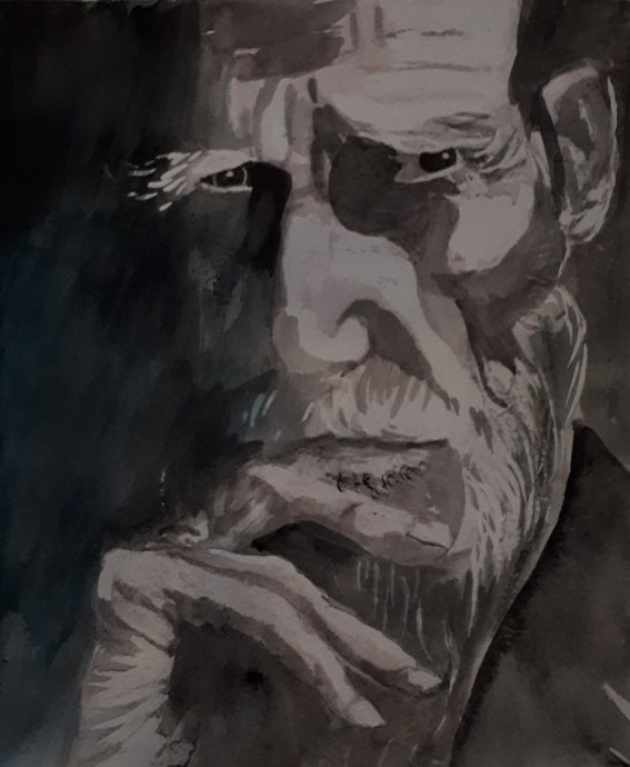 A3 Framed Original Watercolour Painting of George Bernard Shaw, by Cathal O'Briain.