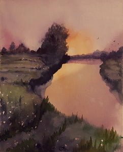 Watercolour Painting of Ardlough, Kildare, by Irish Artist Cathal O'Briain. Free P&P with Padded Protection within Ireland.