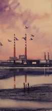 Load image into Gallery viewer, Original Watercolour Painting of the &#39;Poolbeg Stacks&#39;, and Sandymount, Dublin, Ireland, by Irish Artist Cathal O&#39;Briain.