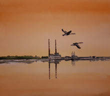 Load image into Gallery viewer, Original Watercolour Painting of the &#39;Poolbeg Stacks&#39; and Sandymount, Dublin, Ireland, by Irish Artist Cathal O&#39;Briain.