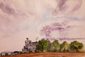 Watercolour painting of Bremore Castle, Balbriggan, Dublin, Ireland, by Cathal O'Briain