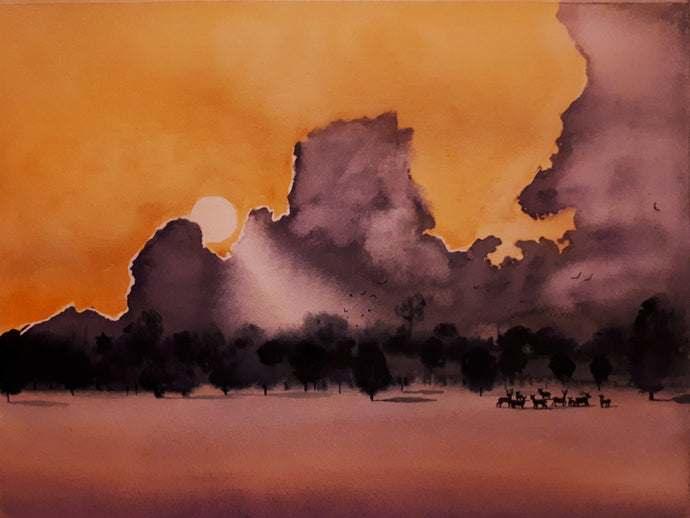 Watercolour painting of the Phoenix Park, Dublin, Ireland, by Cathal O'Briain