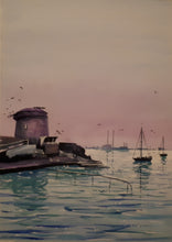 Load image into Gallery viewer, Watercolour painting of Martello Tower, Seapoint, Dublin, Ireland, by Cathal O&#39;Briain.