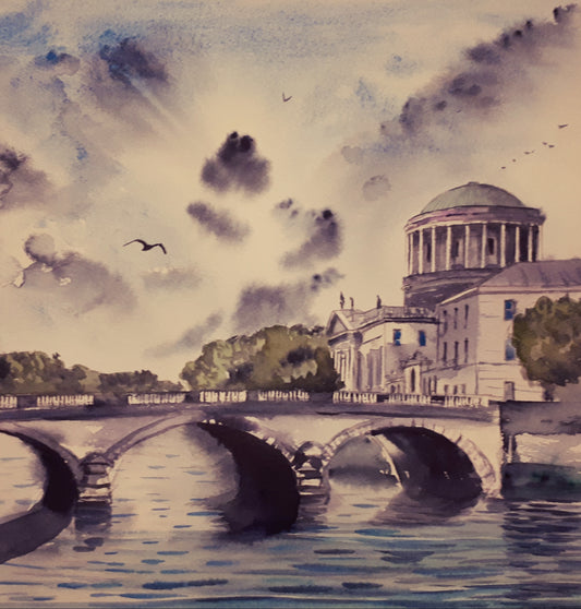 Watercolour Paintings of the Four Courts by Irish Artist Cathal O'Briain.