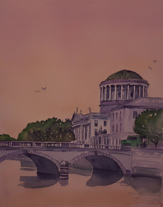 Watercolour Paintings of the Four Courts by Irish Artist Cathal O'Briain.