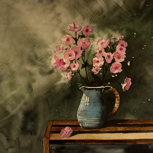A3 Framed Original Watercolour Still Life Watercolour painting of flowers by Cathal O'Briain.